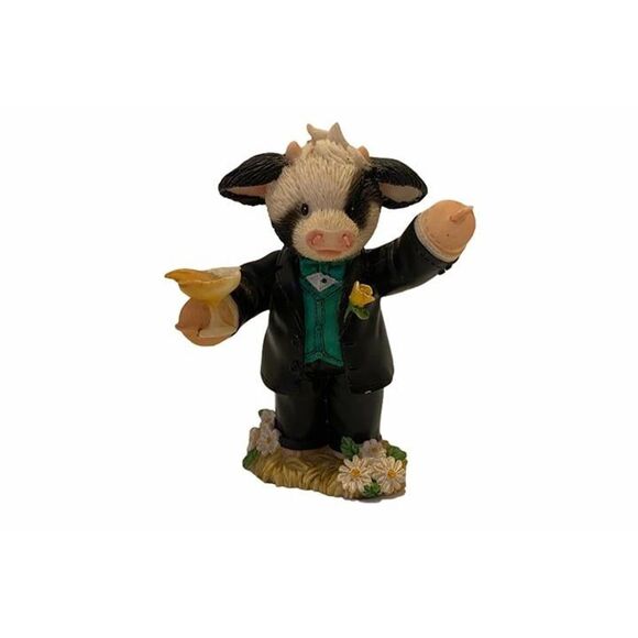 MARYS MOO MOOS VINTAGE RESIN WEDDING FIGURINE TO THE HOOFY COUPLE 2000 - Picture 1 of 7